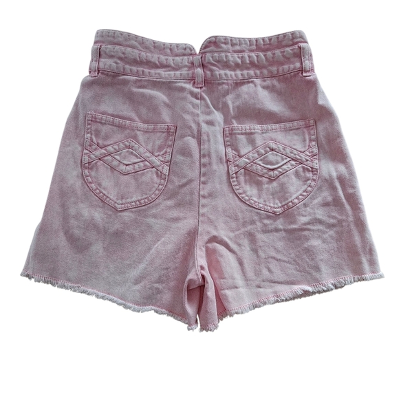 Women's Faherty Rikki Shorts Frayed Hem French Rose 26 Cotton Paperbag Waistband - Picture 2 of 6